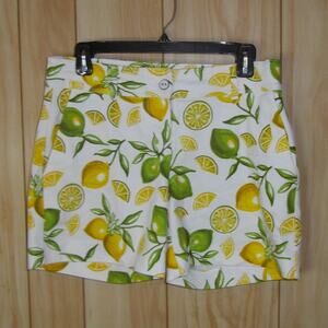 Isaac Mizrahi New York Lemon Lime Stretch Mini Shorts 4